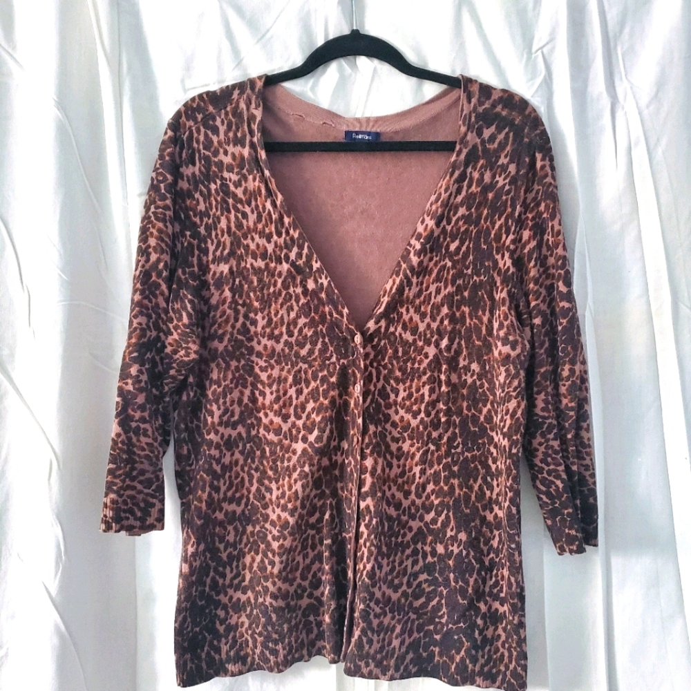 Reitmans XL animal print button down cardigan